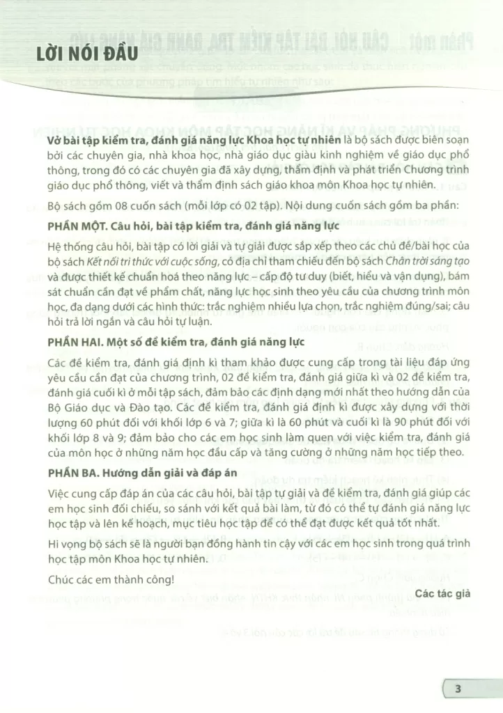 VỞ BÀI TẬP KIỂM TRA, ĐÁNH GIÁ NĂNG LỰC KHOA HỌC TỰ NHIÊN LỚP 7 - TẬP 1 (Sử dụng cho SGK Kết nối tri thức, Chân trời sáng tạo)